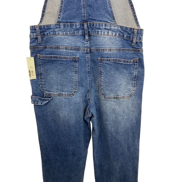 Vintage Y2K NWT Denim Distress Overalls Juniors Sz L Women Sz M Retro Festival - Picture 5 of 12